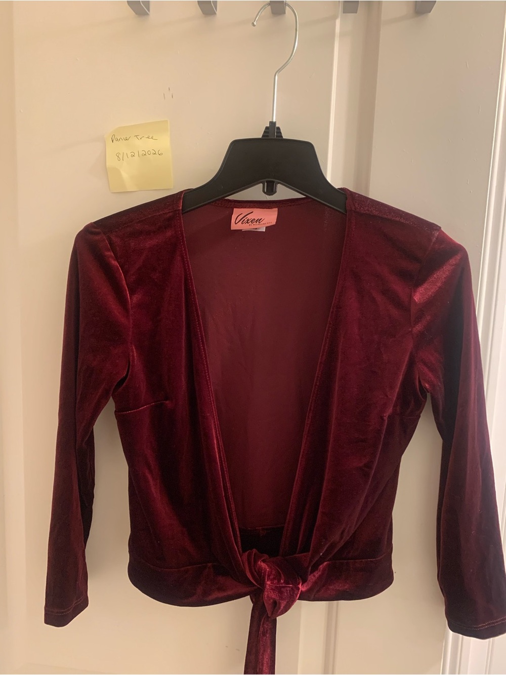 Vixen by Micheline Pitt Burgundy Velvet Wrap Top (Raspberry Red)
